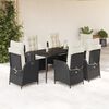 vidaXL Set da Pranzo da Giardino 7 pz Nero con Cuscini in Polyrattan