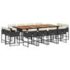 vidaXL Set da Pranzo da Giardino 13pz con Cuscini Nero in Polyrattan