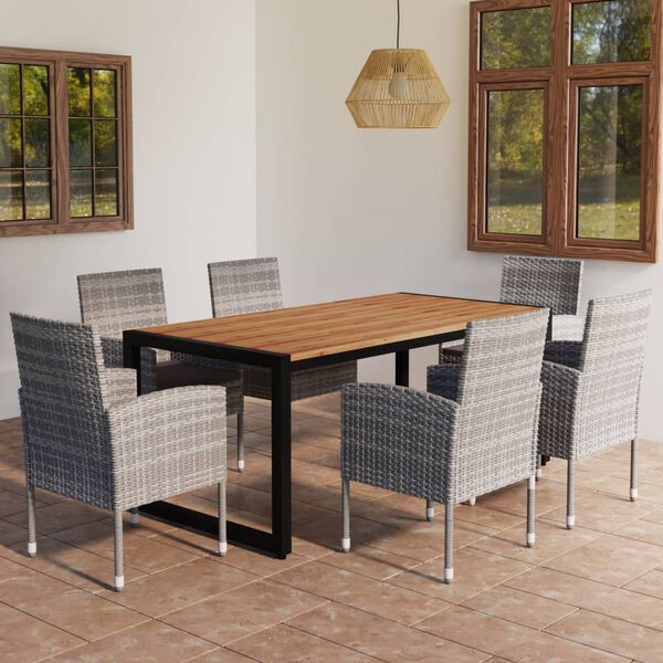 vidaXL Set Mobili da Pranzo per Giardino 7pz Grigio