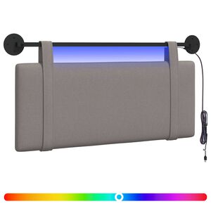 vidaXL Testiera sospesa Con luce LED Tortora Tessuto