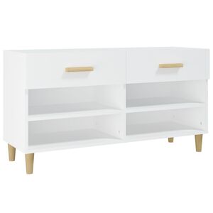 vidaXL Scarpiera Bianca 102x35x55 cm in Legno Multistrato