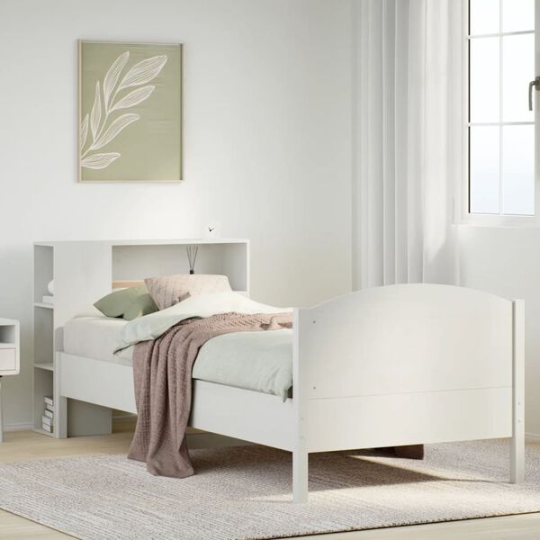 vidaXL Letto Libreria senza Materasso Bianco 90x190 cm Massello Pino