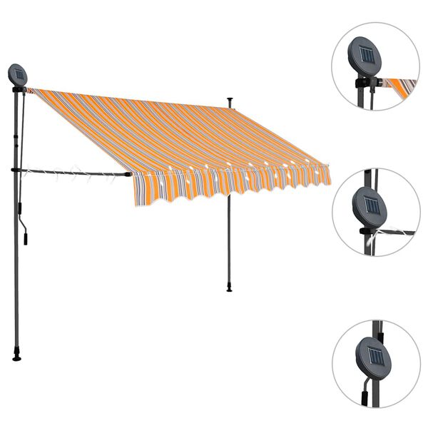 vidaXL Tenda da Sole Retrattile Manuale con LED 250 cm Gialla e Blu