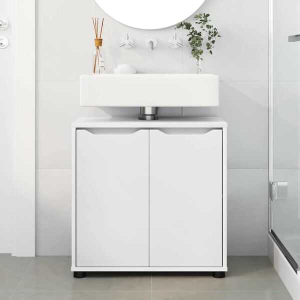 vidaXL Mobile per lavabo da bagno con porta Bianco 60 x 30 x 60 cm