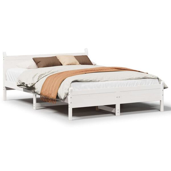 vidaXL Letto senza Materasso Bianco 140x190 cm Legno Massello di Pino