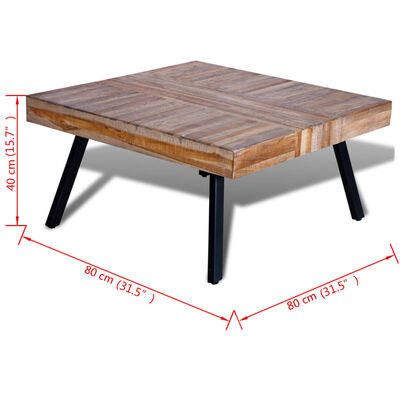 vidaXL Tavolino da Salotto Quadrato in Legno di Recupero di Teak