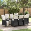 vidaXL Set da Pranzo per Giardino con cuscino 9 pcs Nero Poly Rattan