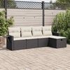 vidaXL Set Divani da Giardino 5 pz con Cuscini in Polyrattan Nero