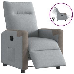vidaXL Poltrona Elettrica Reclinabile Grigio Chiaro in Tessuto