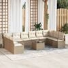 vidaXL Set Divano da Giardino con cuscino 11 pcs Beige e Crema