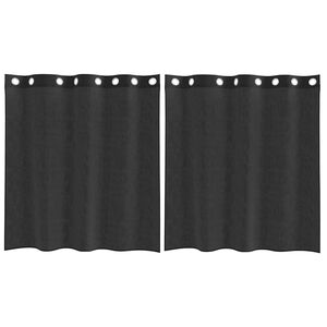 vidaXL Tende in Voile con Occhielli 2 pz Nero 140x140 cm