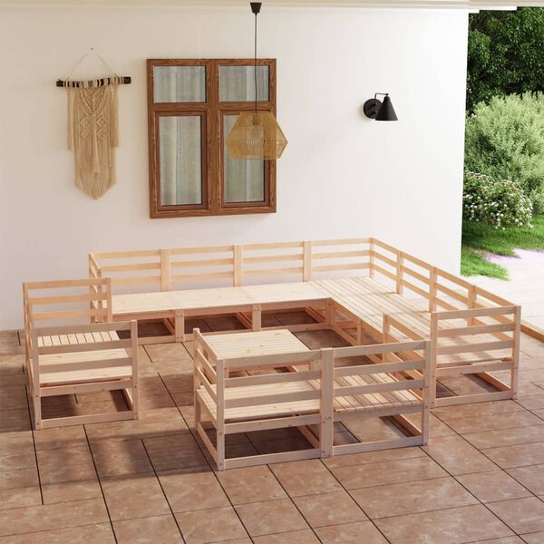 vidaXL Set Divani da Giardino 12 pz in Legno Massello di Pino