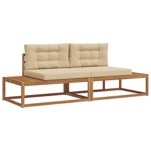 vidaXL Set di divani da esterno con cuscino 2 Pezzo Naturale e Beige
