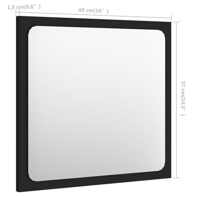 vidaXL Specchio da Bagno Nero 40x1,5x37 cm in Legno Multistrato