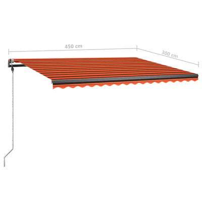 vidaXL Tenda Retrattile Manuale con Palo 450x300 cm Arancione Marrone