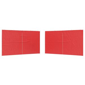vidaXL Parete per tenda da festa 2 pcs Rosso 400 x 195 cm PE e Acciaio