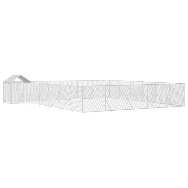 vidaXL Cuccia Cani da Esterno Tetto Argento 12x12x2,5m Acciaio Zincato