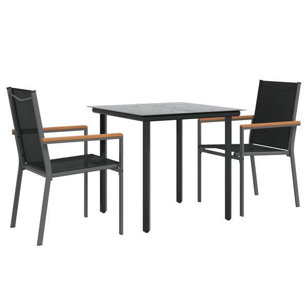 vidaXL Set da Pranzo da Giardino 3 pz Nero in Textilene e Acciaio