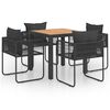 vidaXL Set da Pranzo da Giardino 5 pz in Rattan PVC Nero e Marrone