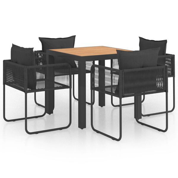 vidaXL Set da Pranzo da Giardino 5 pz in Rattan PVC Nero e Marrone