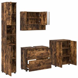 vidaXL Set di mobili per il bagno 4 pz Rovere fum&eacute; 35 x 30 x 192 cm