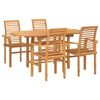 vidaXL Set da Pranzo per Giardino 5 pz Marrone Legno di teak solido