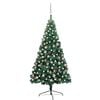 vidaXL Albero di Natale a Met&agrave; Preilluminato con Palline Verde 180 cm