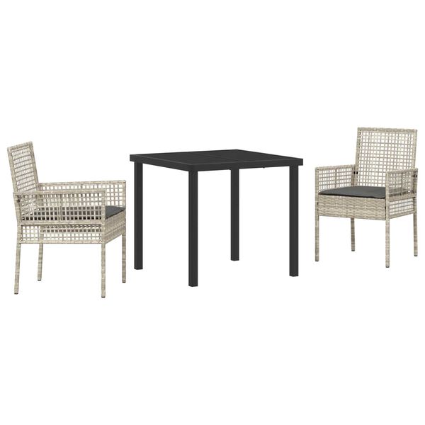 vidaXL Set da Pranzo per Giardino 3 pcs Grigio chiaro polyrattan