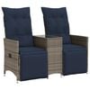 vidaXL Divano da giardino reclinabile a 2 posti con tavolo grigio in polyrattan