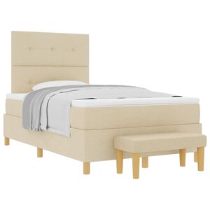 vidaXL Letto a molle con testiera Crema 190 x 120 cm Tessuto