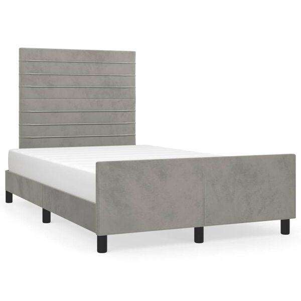 vidaXL Giroletto senza Materasso Grigio Chiaro 120x190 cm Velluto