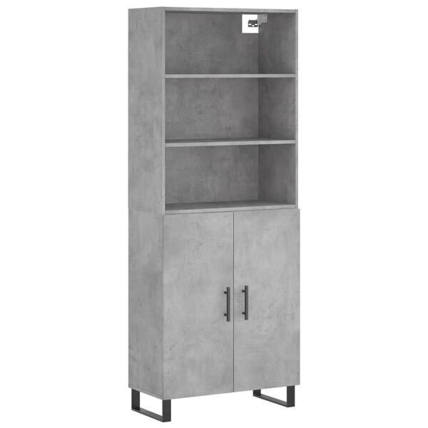 vidaXL Credenza Grigio Cemento 69,5x34x180 cm in Legno Multistrato