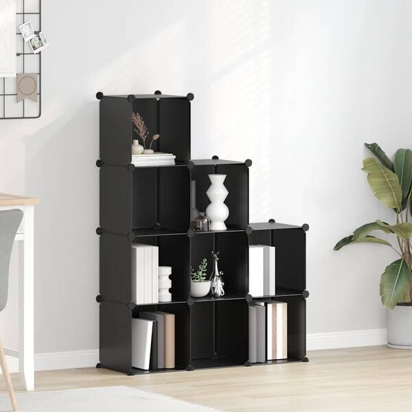 vidaXL Organizzatore Portaoggetti con 9 Cubi Nero in PP