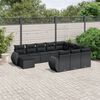 vidaXL Set Divani da Giardino 11 pz con Cuscini in Polyrattan Nero