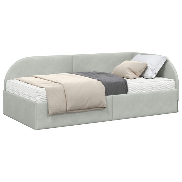 vidaXL Struttura Letto Angolare con Materasso 2 pcs Grigio chiaro