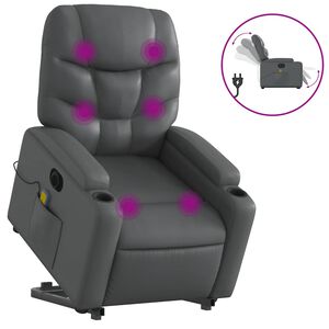 vidaXL Poltrona Alzapersona Elettrica Reclinabile Grigio in Similpelle