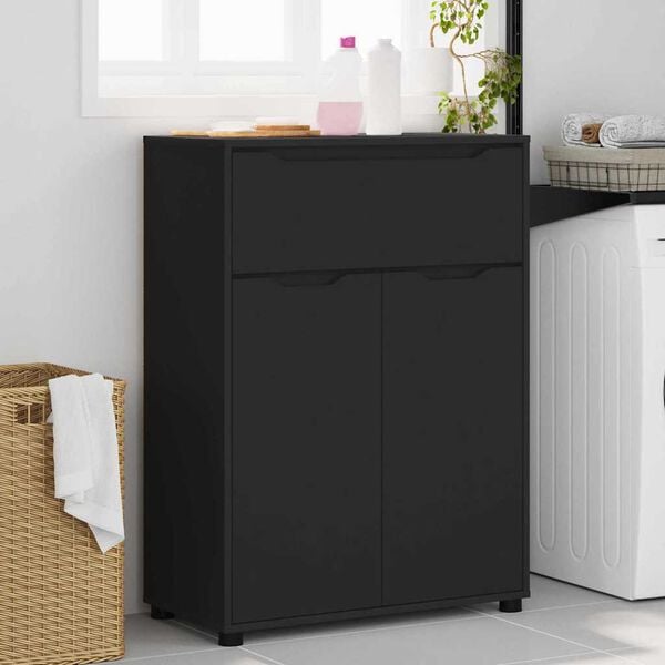 vidaXL Mobile da Bagno Nero 72,5 x 36,5 x 100 cm Legno multistrato
