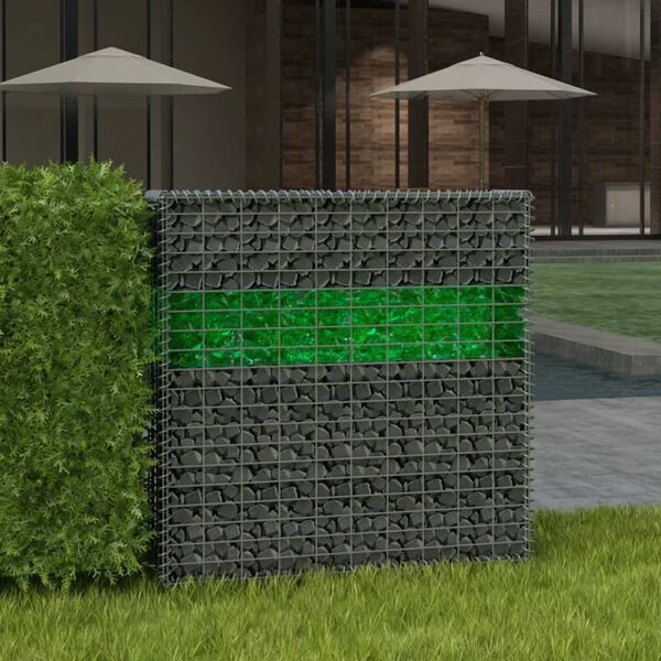 vidaXL Muro Gabbioni Giardino Rocce Vetro e Lampada LED 100x30x100cm