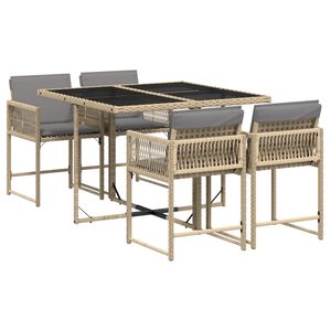 vidaXL Set Pranzo da Giardino 5 pz con Cuscini Beige Misto Polyrattan