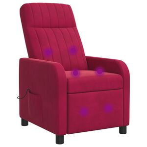vidaXL Poltrona Massaggiante Rosso Vino Velluto (V)