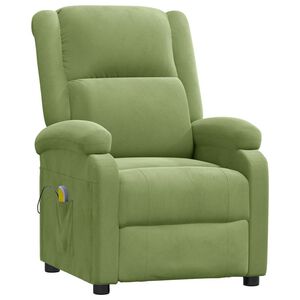 vidaXL Poltrona Massaggiante Verde Chiaro in Velluto