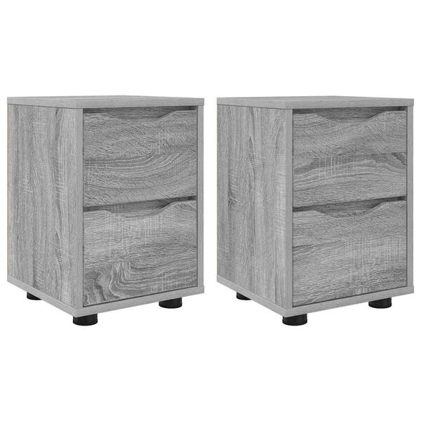 vidaXL Comodini con cassetto 2 pcs Grigio Sonoma 30,5 x 30 x 43 cm