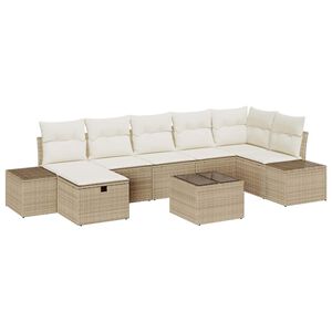 vidaXL Set Divano da Giardino con cuscino 8 pcs Beige polyrattan