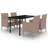 vidaXL Set da Pranzo da Giardino 5 pz e Cuscini in Polyrattan e Vetro