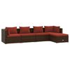 vidaXL Set Divani da Giardino 5 pz con Cuscini in Polyrattan Marrone