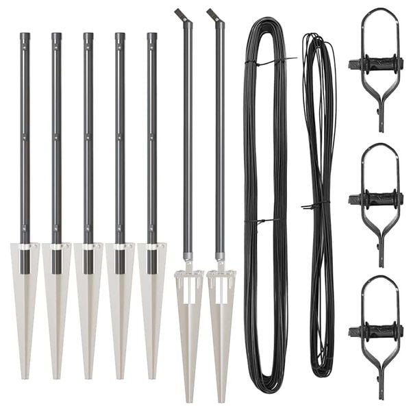 vidaXL Palo della recinzione 7 pcs Grigio Acciaio