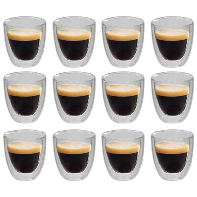 vidaXL Bicchiere Termico a Doppia Parete per Caffè Espresso 12 pz 80ml