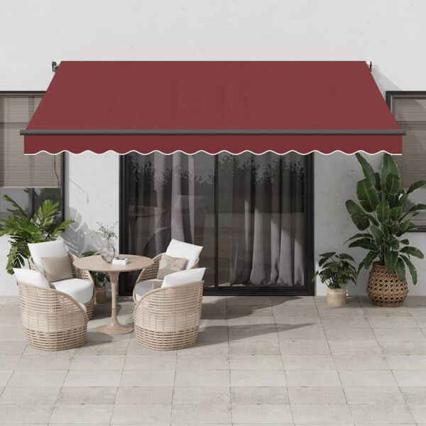vidaXL Tenda da Sole Retrattile Manuale con LED Bordò 400x300 cm