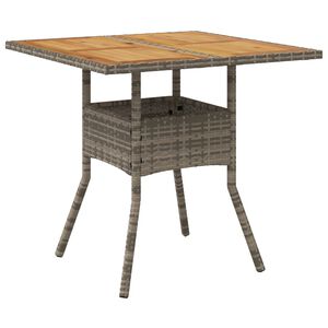 vidaXL Tavolo Giardino Piano Legno Acacia Grigio 80x80x75cm Polyrattan
