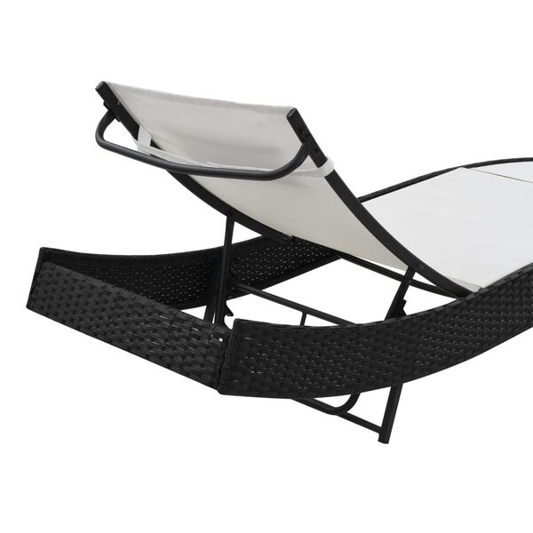 vidaXL Lettino Prendisole con Cuscino in Polyrattan Nero